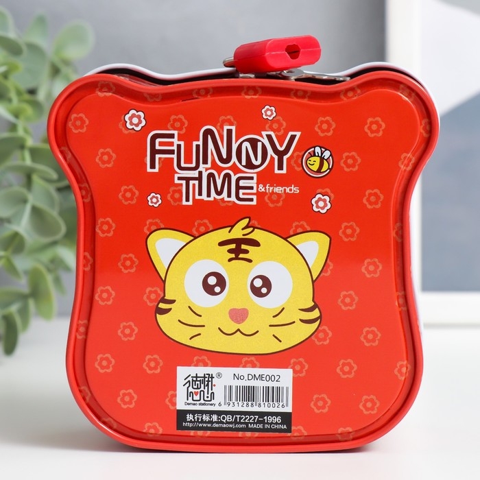 Копилка металл с замочком Копилка металл с замочком "Смешные животные" МИКС 11,5х6,5х11 см