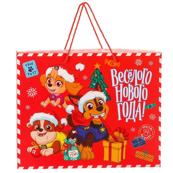 Новый год. Пакет-коробка  Новый год. Пакет-коробка "Веселого Нового Года!" 15х50х40 см, Paw Patrol