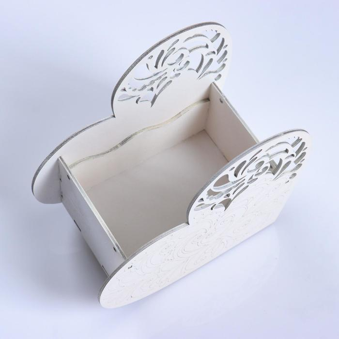 Кашпо деревянное  Кашпо деревянное "Сердце ажурное", белый, 18×8.6×14 см