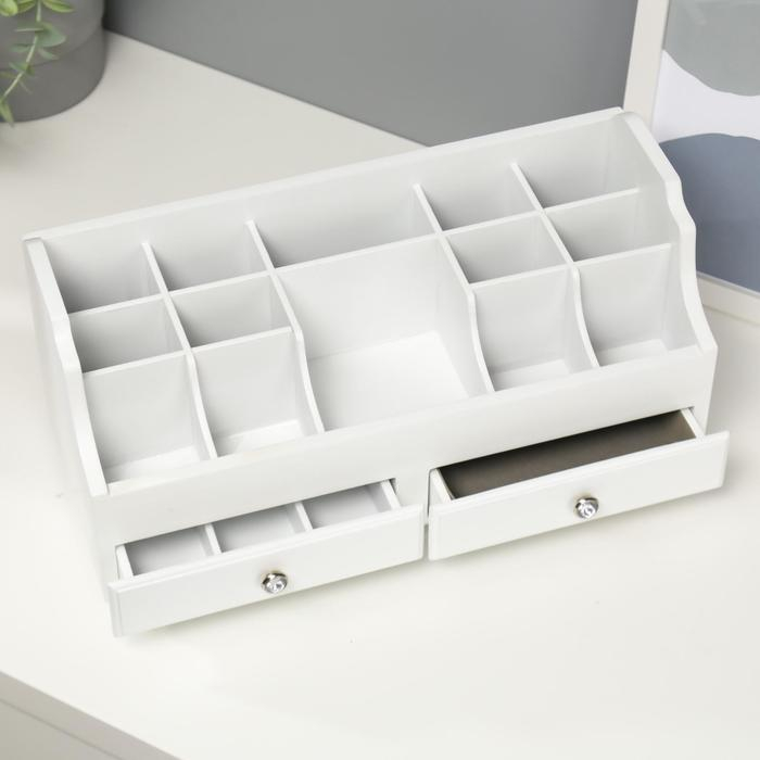 Шкатулка дерево для украшений и косметики 2 ящика белая 35х16,5х17 см Шкатулка дерево для украшений и косметики 2 ящика белая 35х16,5х17 см