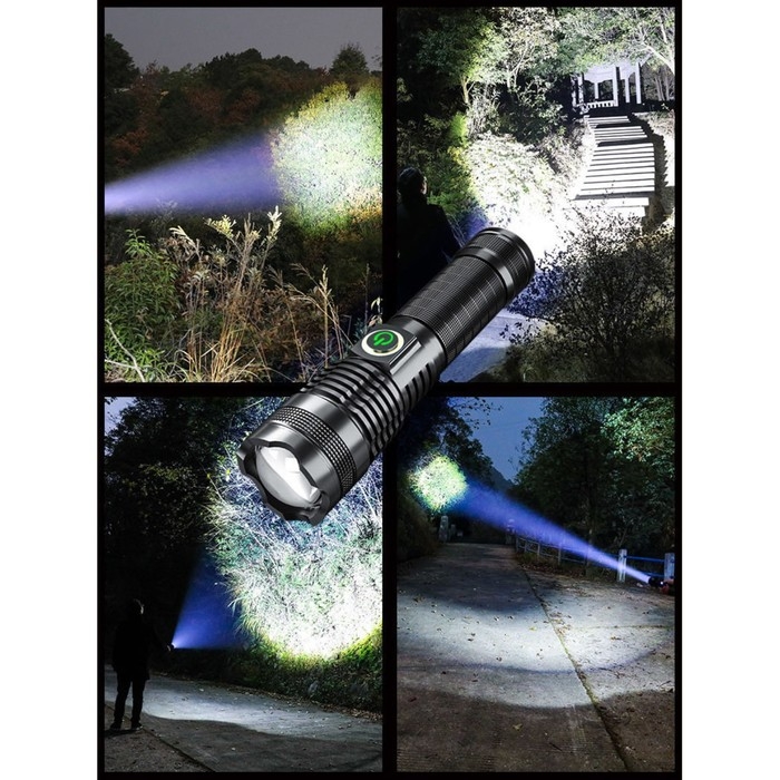 Фонарь ручной аккумуляторный, 10 Вт, 3500 мАч, светодиод P50, IP66, 16.5 х 4.2 х 3.4 см, USB Фонарь ручной аккумуляторный, 10 Вт, 3500 мАч, светодиод P50, IP66, 16.5 х 4.2 х 3.4 см, USB