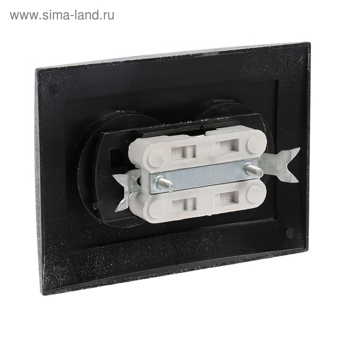 Розетка  Розетка "Элект" RS 16-237-ЧС, 16 А, 250 В, двухместная, скрытая, без з/к, черная под серебро