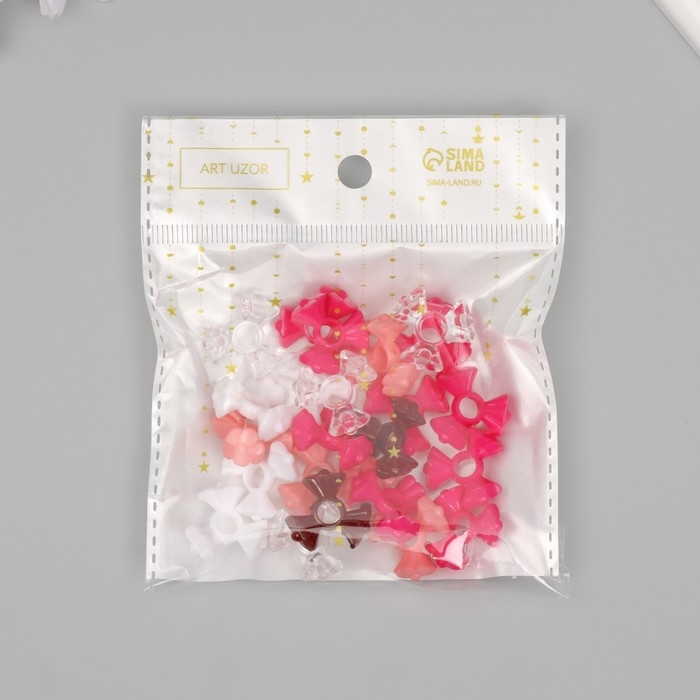 Бусины для творчества пластик Бусины для творчества пластик "Три цветка" тёплый МИКС набор 20 гр 1,9х1,9х0,9 см