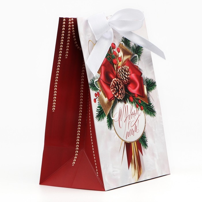 Пакет подарочный новогодний с лентой «Новый год», 13 х 19 х 9 см , Новый год Пакет подарочный новогодний с лентой «Новый год», 13 х 19 х 9 см , Новый год