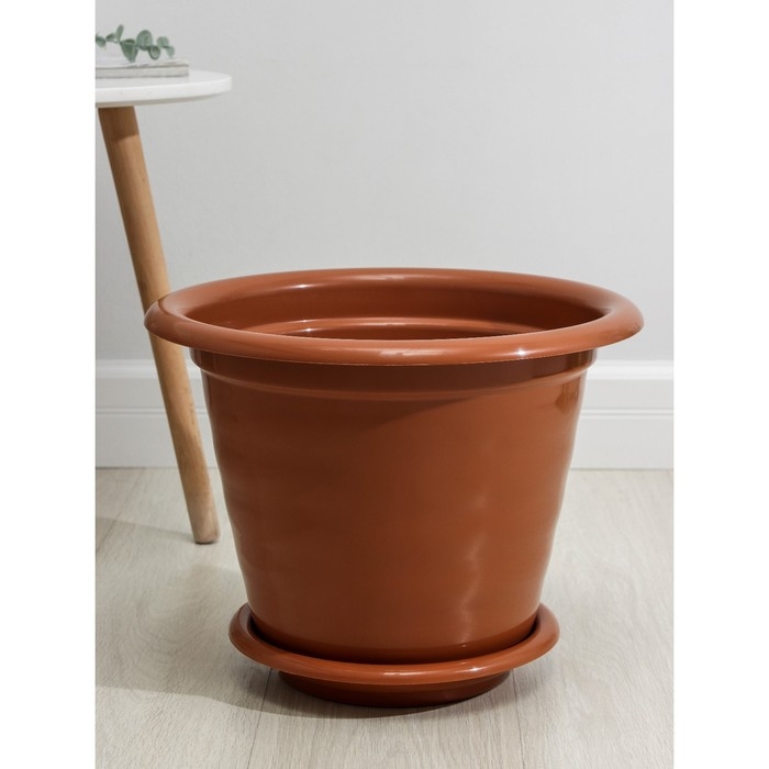 Горшок с поддоном «Виола», 16 л, цвет коричневый Горшок с поддоном «Виола», 16 л, цвет коричневый