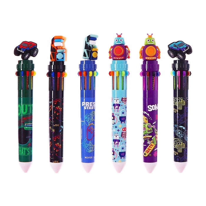 Ручка шариковая автоматическая, 10-ти цветная, штрихкод на штуке, МИКС Робот/Машина Ручка шариковая автоматическая, 10-ти цветная, штрихкод на штуке, МИКС Робот/Машина