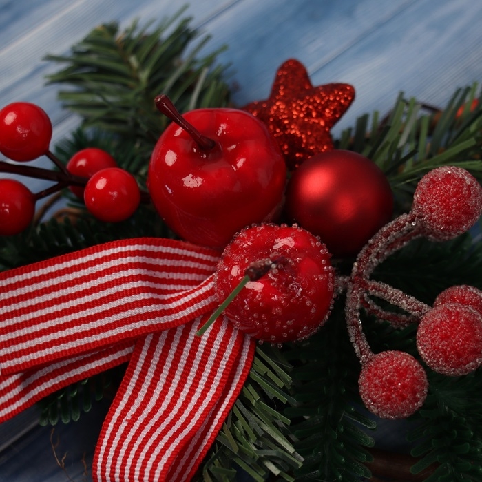 Украшение ёлочное  Украшение ёлочное "Снежное яблочко на звезде" 20х20 см