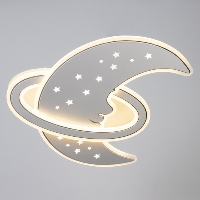 Люстра с ПДУ Люстра с ПДУ "Месяц" LED 145Вт 3000-6000К диммер белый 50х50х8 см BayerLux