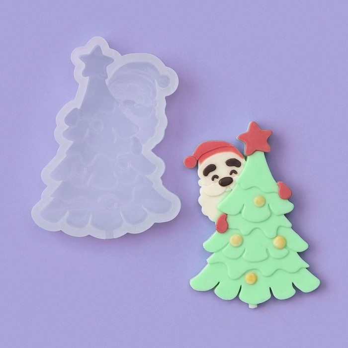 Силиконовый молд для леденцов и шоколада «Дед мороз с Елкой» Силиконовый молд для леденцов и шоколада «Дед мороз с Елкой»