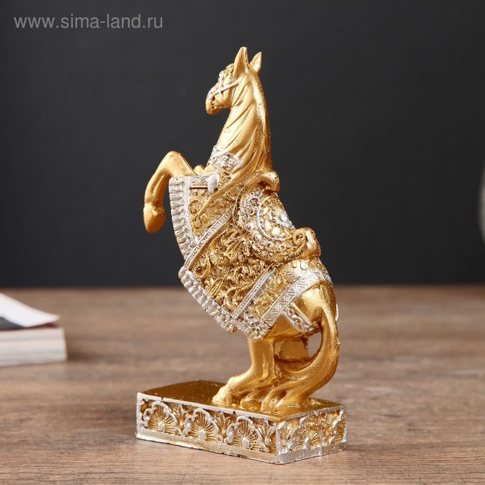 Сувенир полистоун Сувенир полистоун "Золотой конь на дыбах" МИКС 12,5х8,3х3,8 см