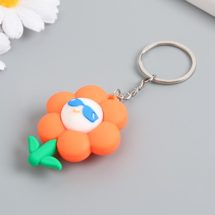 Брелок резина  Брелок резина "Подсолнух в солнечных очках" МИКС 5,4х4,3х2,5 см