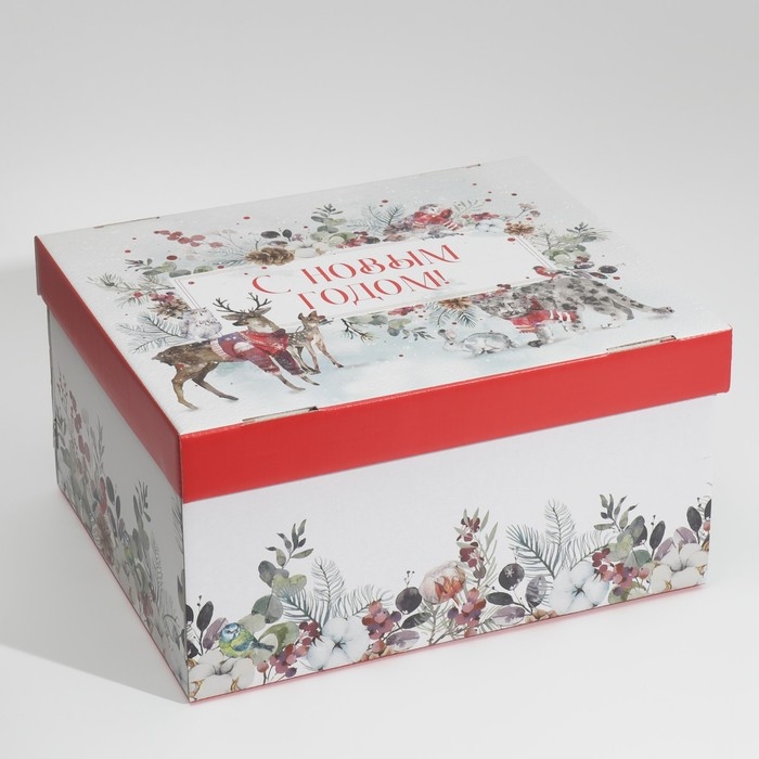 Коробка подарочная новогодняя складная «Новогодняя акварель», 31,2 х 25,6 х 16,1 см, Новый год Коробка подарочная новогодняя складная «Новогодняя акварель», 31,2 х 25,6 х 16,1 см, Новый год