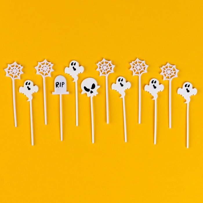 Шпажки «Хэллоуин», в наборе 12 штук, цвет белый Шпажки «Хэллоуин», в наборе 12 штук, цвет белый