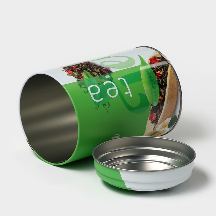 Банка для сыпучих продуктов «Сканди Чай зеленый», 1,1 л, d=9,9 см, h=14,5 см, жесть, цвет зелёный