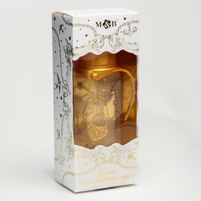 Бутылочка для кормления «Little lady», классическое горло, с ручками, 250 мл., от 3 мес., Золотая коллекция Бутылочка для кормления «Little lady», классическое горло, с ручками, 250 мл., от 3 мес., Золотая коллекция