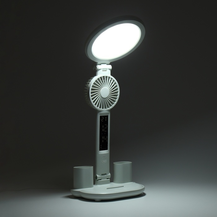 Часы - лампа электронные: календарь, термометр, органайзер, вентилятор, 7 Вт, 3 режима, USB Часы - лампа электронные: календарь, термометр, органайзер, вентилятор, 7 Вт, 3 режима, USB