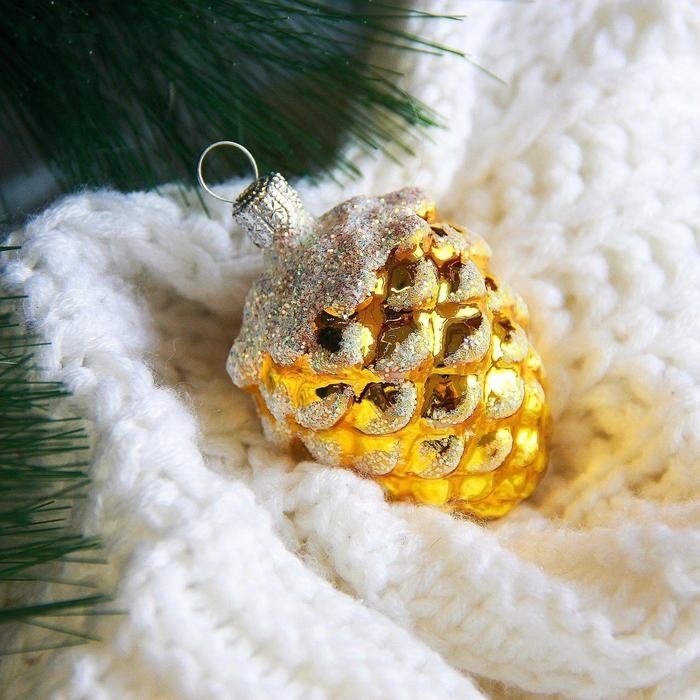 Ёлочная игрушка Ёлочная игрушка "Шишка кедровая"-2, h-5,2 см, микс