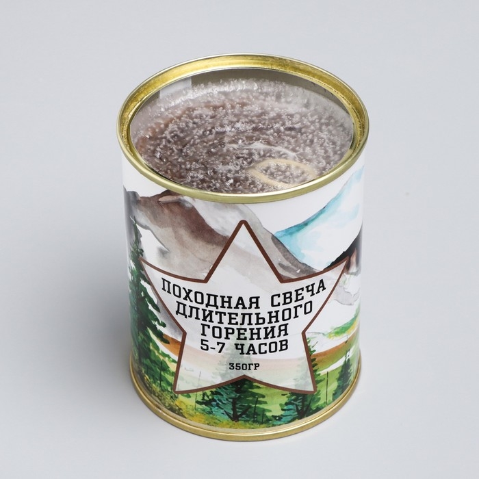 Свеча в жестяной банке походная  Свеча в жестяной банке походная "Звезда", 7,5х9,5 см, тип№1