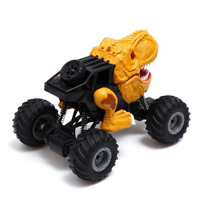 Джип радиоуправляемый DINO, свет и звук, дым, работает от аккумулятора, цвет жёлтый Джип радиоуправляемый DINO, свет и звук, дым, работает от аккумулятора, цвет жёлтый