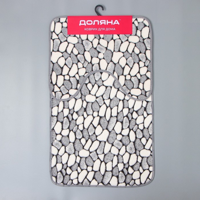 Набор ковриков для ванной и туалета Доляна «Галька», 2 шт, 40×49 см, 50×80 см