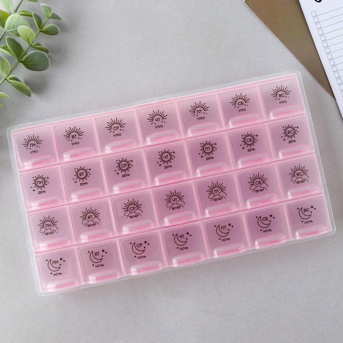 Таблетница органайзер, 28 секций, русские буквы, 21.6 х12 х 1.7 см. Таблетница органайзер, 28 секций, русские буквы, 21.6 х12 х 1.7 см.