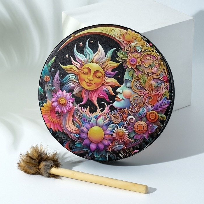 Шаманский бубен Шаманский бубен "Богиня. Месяц и солнце" с колотушкой 5х25х25 см