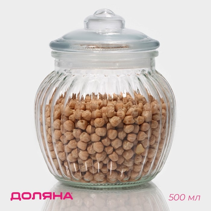 Банка стеклянная для сыпучих продуктов «Рея», 500 мл, 12×14 см Банка стеклянная для сыпучих продуктов «Рея», 500 мл, 12×14 см