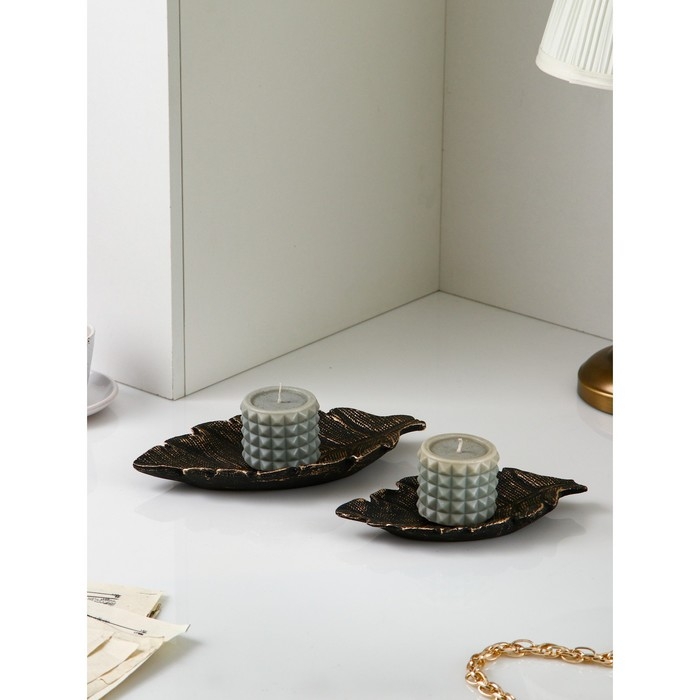 Набор органайзеров «Лист №1», полистоун, 2 шт, цвет бронза Набор органайзеров «Лист №1», полистоун, 2 шт, цвет бронза