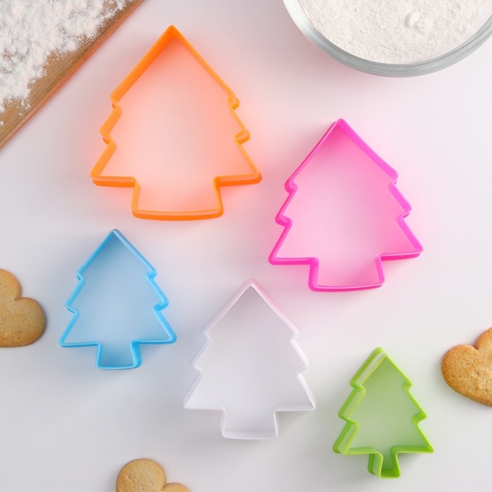 Набор форм для вырезания печенья новогодний Доляна «Ёлочка», 5 шт Набор форм для вырезания печенья новогодний Доляна «Ёлочка», 5 шт