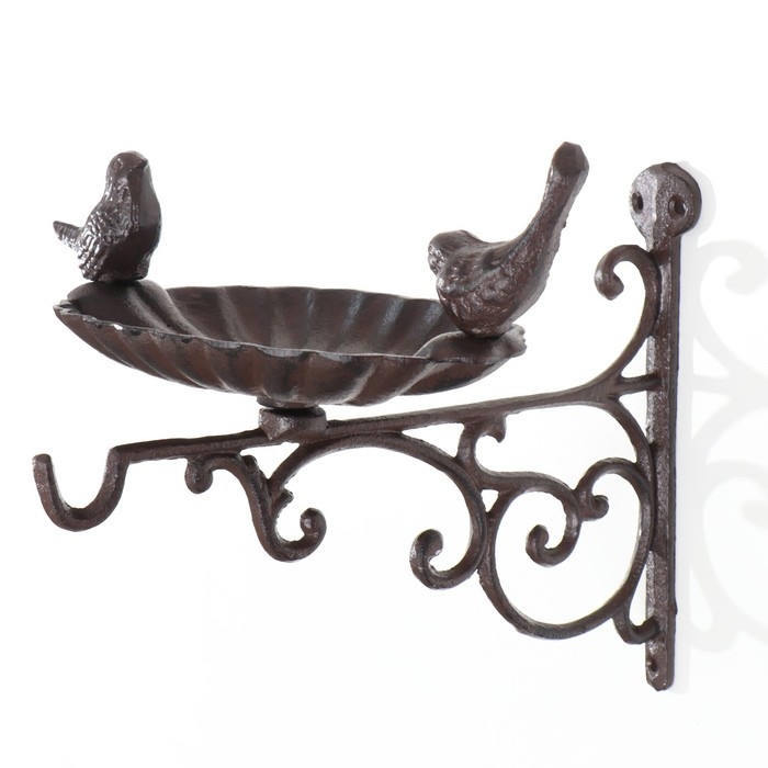 Крючок декоративный чугун подвесной с подставкой Крючок декоративный чугун подвесной с подставкой "Две птицы" 14,5х28х21 см
