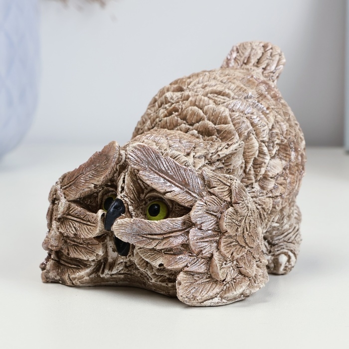 Фигура Фигура "Сова подглядывает" бежевая, 6,5х8х9см