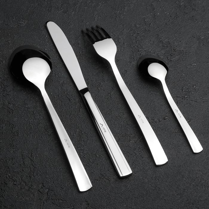 Набор столовый &laquo;Торжество&raquo;, 24 предмета, толщина 2 мм, декоративная коробка, цвет серебряный