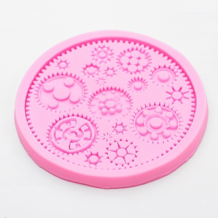 Молд Доляна «Шестерёнки», силикон, 10,5×10,5 см, цвет розовый Молд Доляна «Шестерёнки», силикон, 10,5×10,5 см, цвет розовый