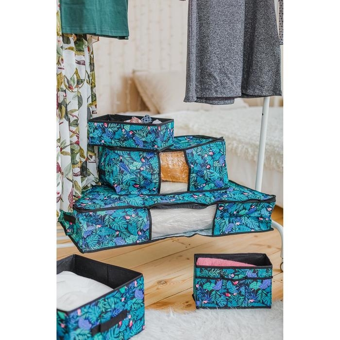 Органайзер для хранения белья Доляна «Тропики», 8 ячеек, 28×14×10 см, цвет синий Органайзер для хранения белья Доляна «Тропики», 8 ячеек, 28×14×10 см, цвет синий