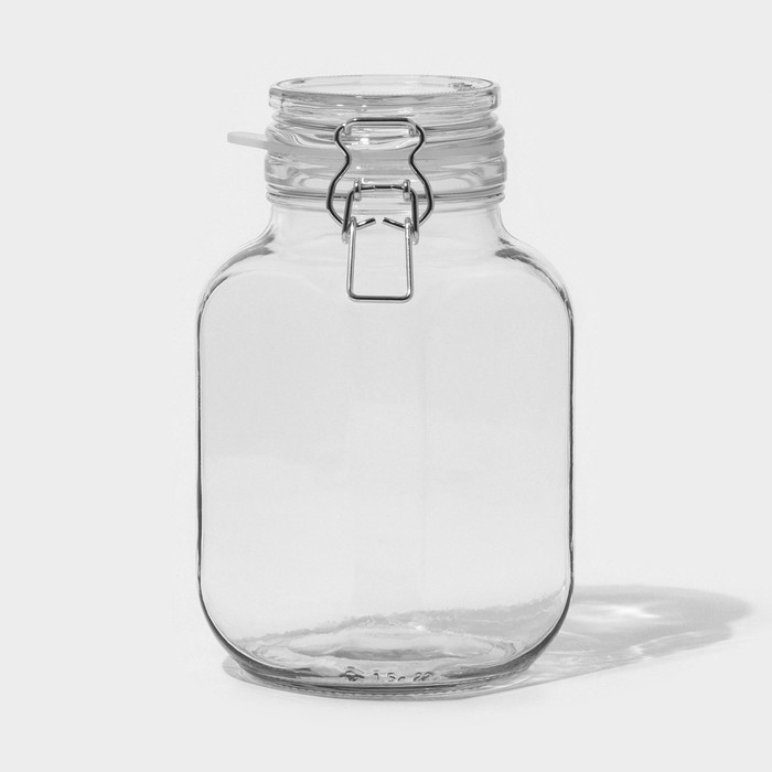 Банка для сыпучих продуктов стеклянная «Прозрачная», 1.5 л