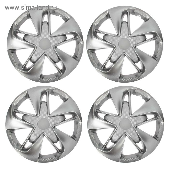 Колпаки колесные R13 Колпаки колесные R13 "СУПЕР АСТРА", серебристый карбон, набор 4 шт