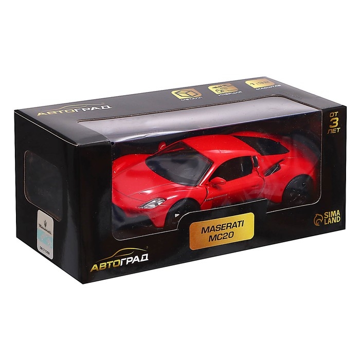 Машина металлическая MASERATI MC20, 1:32, открываются двери, инерция, цвет красный