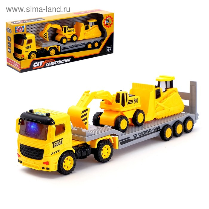 Грузовик инерционный &laquo;Трейлер&raquo; с спецтехникой, световые эффекты, МИКС