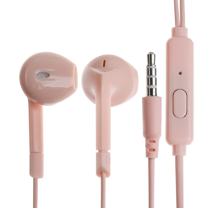 Наушники R-2, проводные, вкладыши, микрофон, 1 м, Jack 3.5 мм, красные Наушники R-2, проводные, вкладыши, микрофон, 1 м, Jack 3.5 мм, красные