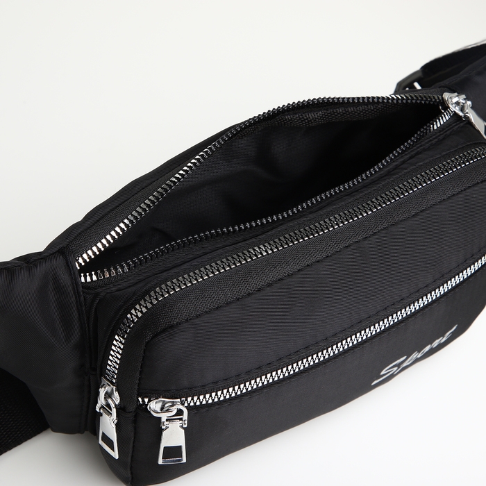 Поясная сумка на молнии, 2 наружных кармана, цвет чёрный Поясная сумка на молнии, 2 наружных кармана, цвет чёрный