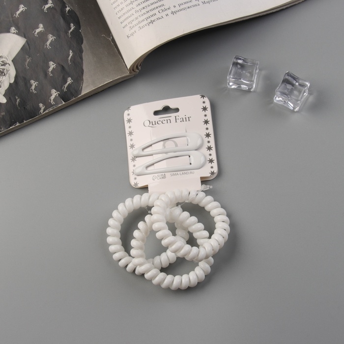 Набор для волос Набор для волос "Глория стиль" (3 резинки 5,5 см, 2 невидимки 5 см) белый