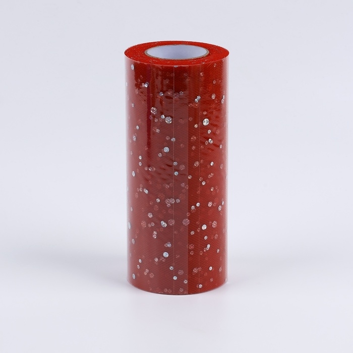 Фатин с блёстками, 15 см, 11 ± 1 г/кв.м, 23 ± 1 м, цвет красный №17 Фатин с блёстками, 15 см, 11 ± 1 г/кв.м, 23 ± 1 м, цвет красный №17
