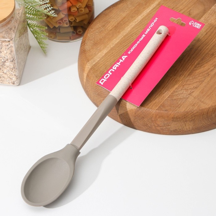 Ложка гарнирная Доляна «Стоун», силикон, 33,5 см, цвет серый Ложка гарнирная Доляна «Стоун», силикон, 33,5 см, цвет серый