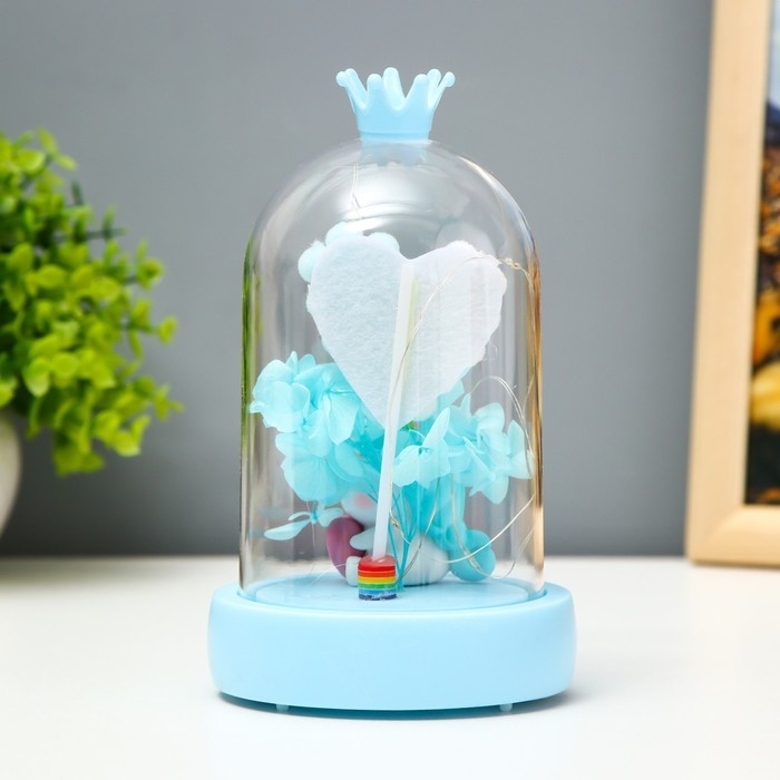 Ночник музыкальный колба Ночник музыкальный колба "Единорог" LED 3хААА голубой 9,5х9,5х16 см