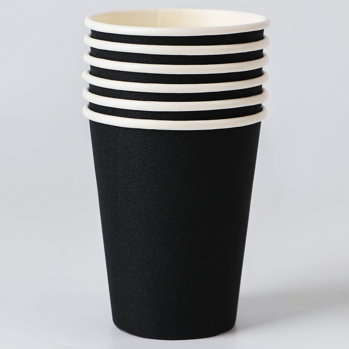 Стаканы бумажные, 6 шт., цвет чёрный Стаканы бумажные, 6 шт., цвет чёрный