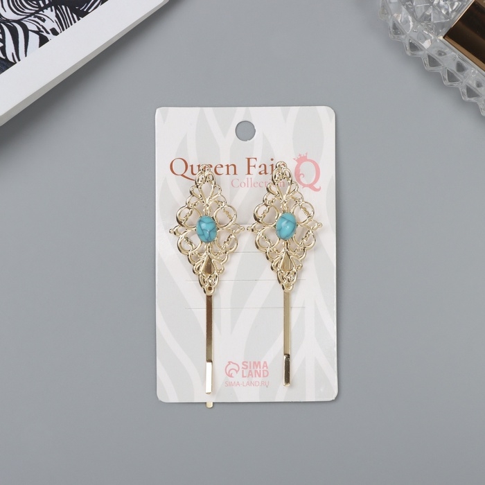 Невидимка для волос  Невидимка для волос "Олайн" (набор 2 шт) узоры, 7 см, золото