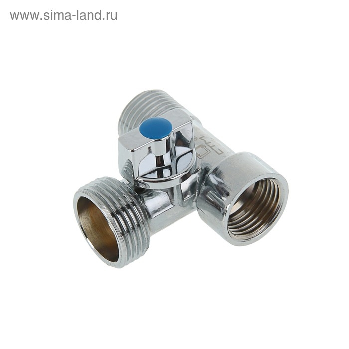 Кран шаровой  Кран шаровой "СТМ", трехпроходной, 1/2"х3/4"х1/2", для бытовых приборов, хромированный