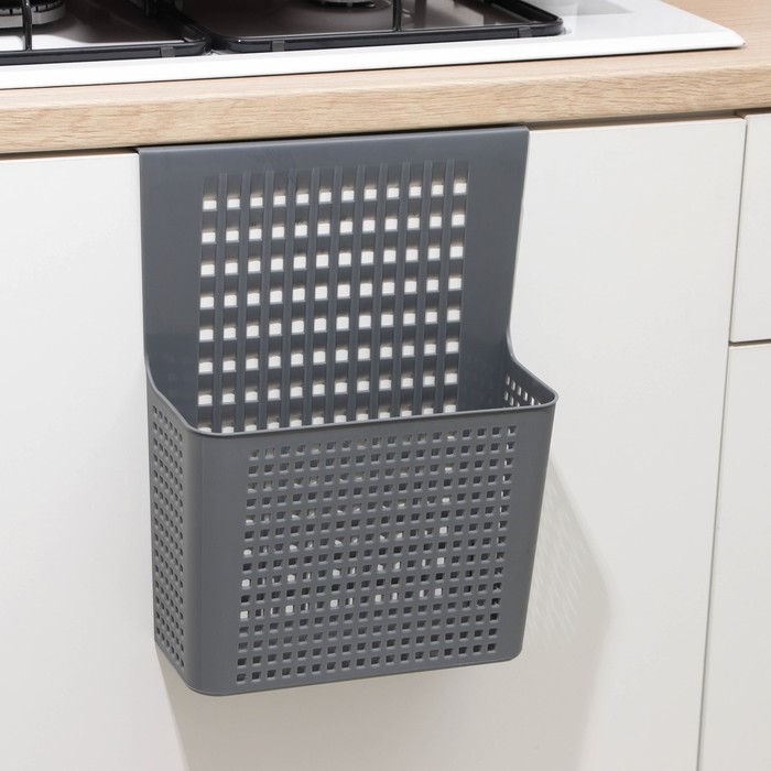 Корзина для хранения навесная на дверцу «Лофт», 24,5×9,5×31,5 см, цвет серый Корзина для хранения навесная на дверцу «Лофт», 24,5×9,5×31,5 см, цвет серый