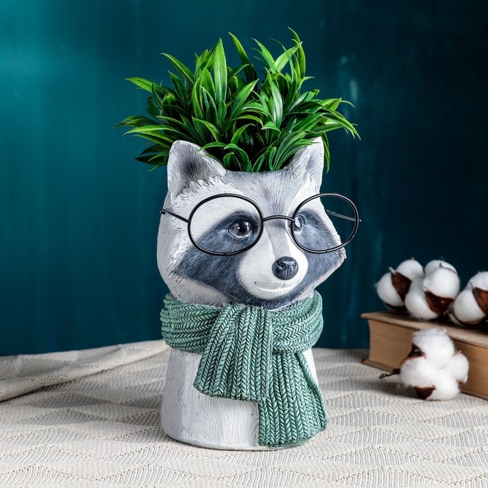 Кашпо - ваза  Кашпо - ваза "Енот в очках" 14х14х22см