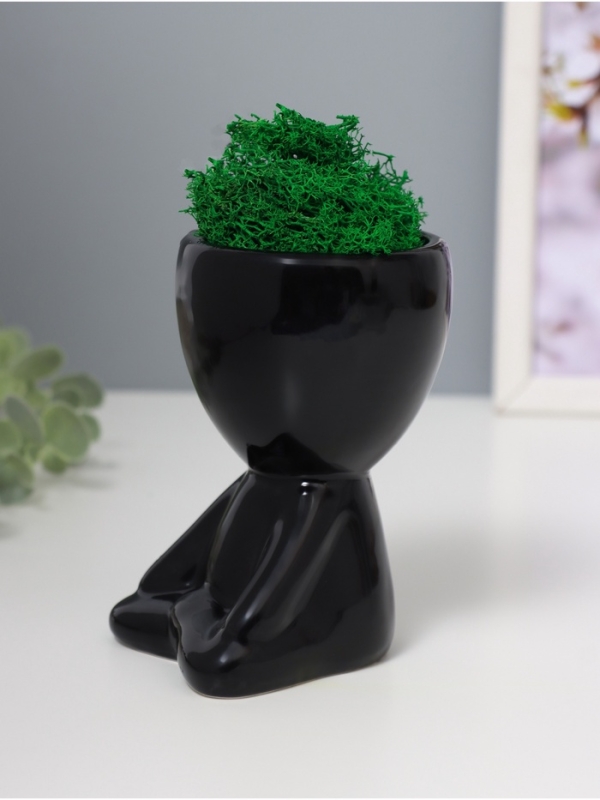 Кашпо керамика  Кашпо керамика "Мистер Грин йог" 11,5*7*8 см черный